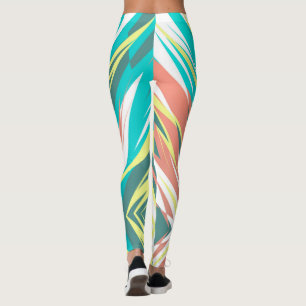 Funky Abstract Art Pastel Turquoise White Leggings