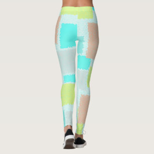 Funky Abstract Art Pastel Turquoise Yellow Leggings