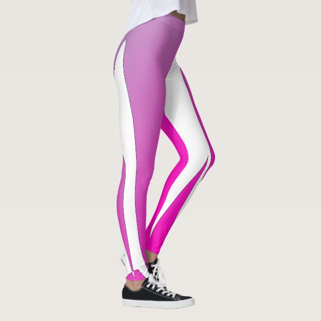 Funky Abstract Art Purple Pink White Leggings (Right)