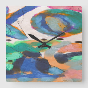 Funky Abstract Art Square Wall Clock