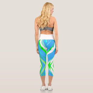 Funky Abstract Art Turquoise Blue Green Leggings