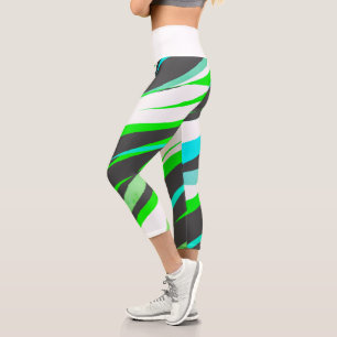 Funky Abstract Art Turquoise Blue Green Leggings