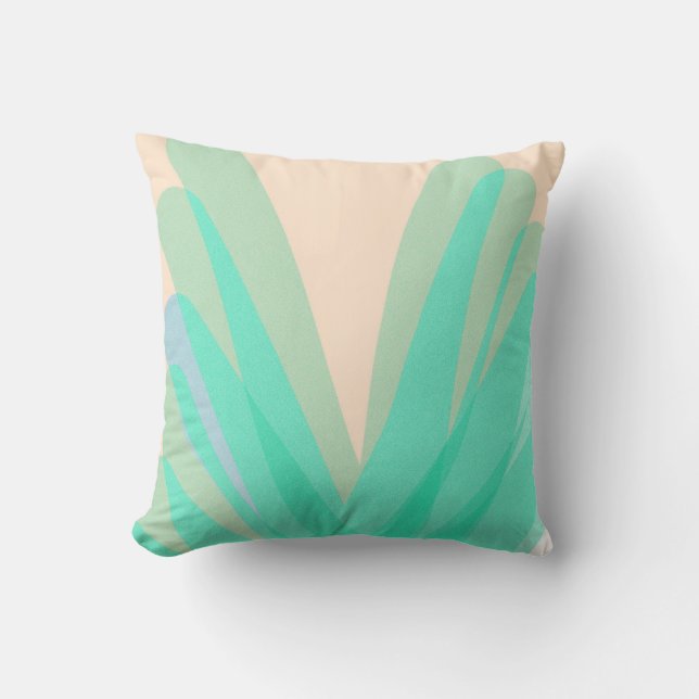 Funky Abstract Art Turquoise Pink Cushion (Front)