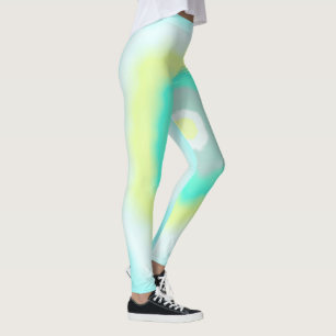 Funky Abstract Art Yellow Turquoise Pastel Theme Leggings
