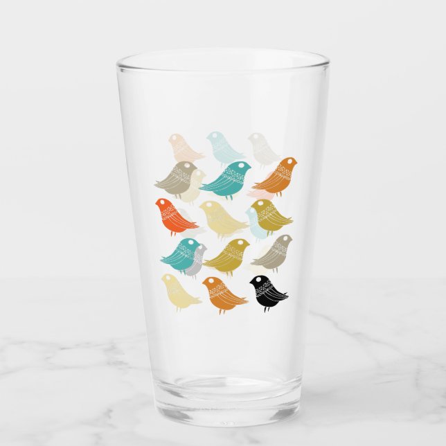 Funky Abstract Birds Mid Century Modern Glass (Front)