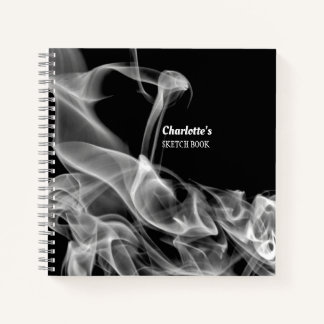 Funky Abstract Black White Smoke Flumes Notebook