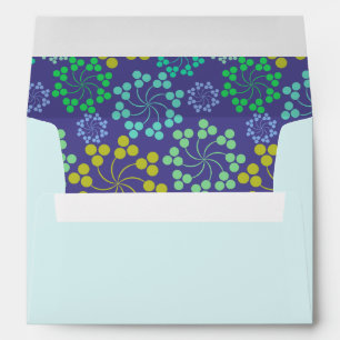 Funky Abstract Blue Floral Pattern Envelope