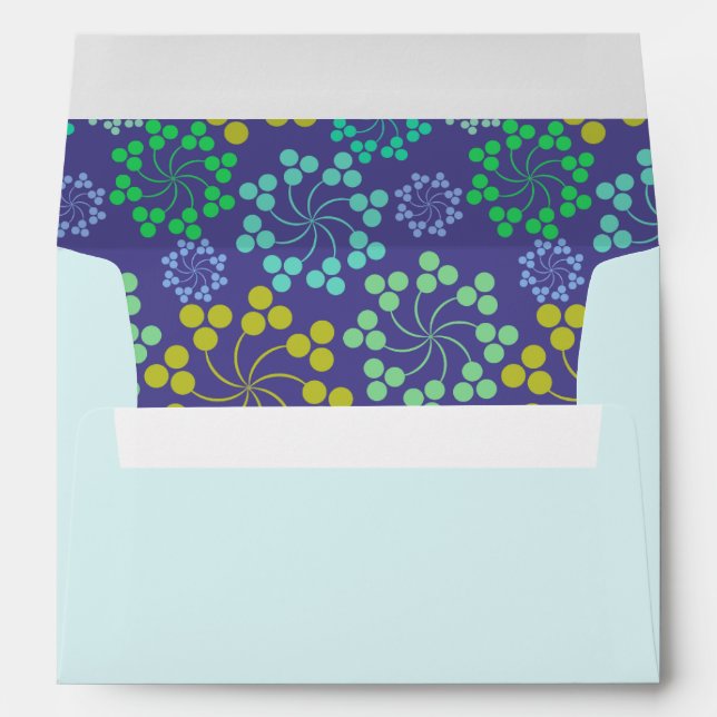 Funky Abstract Blue Floral Pattern Envelope (Back (Bottom))