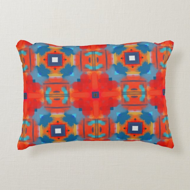 Funky Abstract Bright Coloured Decorative Cushion (Front)