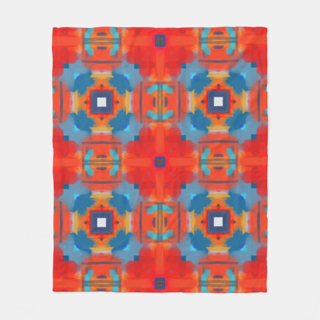 Funky Abstract Bright Coloured Fleece Blanket (Front)