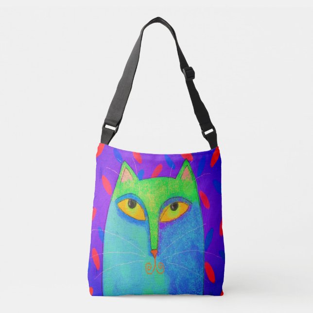 Funky Abstract Cat Crossbody Bag (Front)
