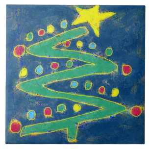 Funky Abstract Christmas Tree Tile
