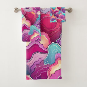 Funky Abstract Colorful Pattern Bathroom  Bath Towel Set