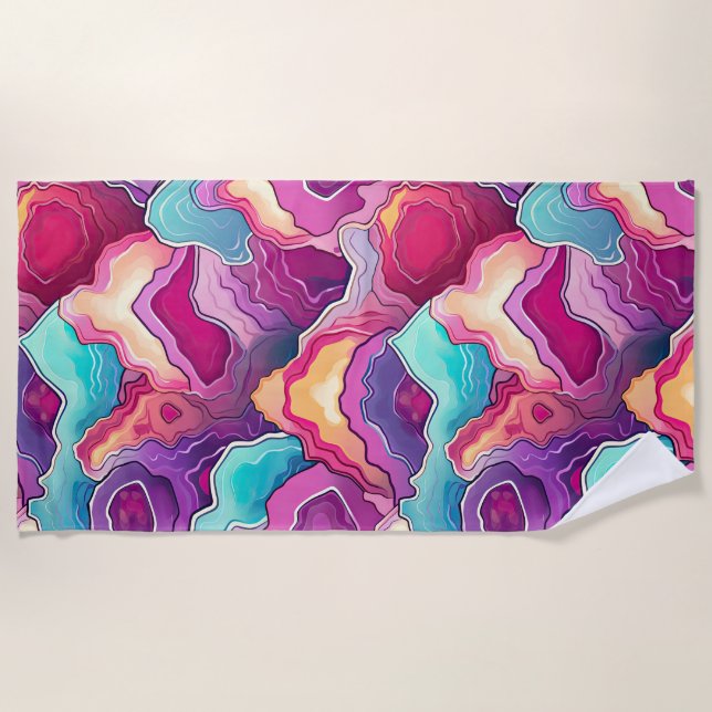 Funky Abstract Colorful Pattern Summer Beach Towel (Front)