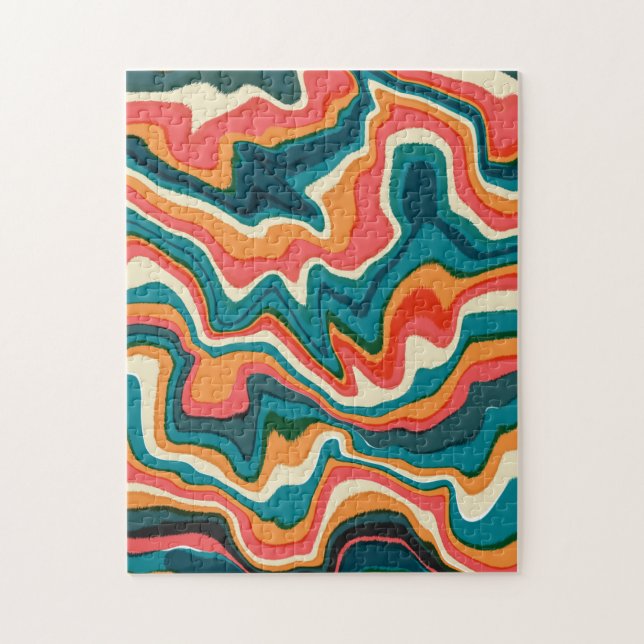 Funky Abstract Colourful Artsy Marble Swirl Ebru Jigsaw Puzzle (Vertical)