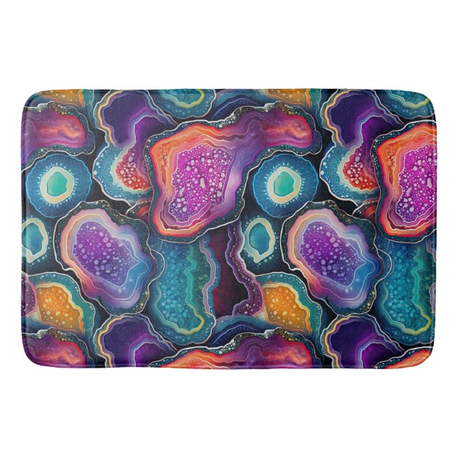 Funky Abstract Colourful Pattern Bathroom  Bath Mat (Front)