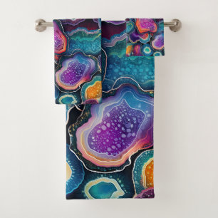 Funky Abstract Colourful Pattern Bathroom Bath Towel Set