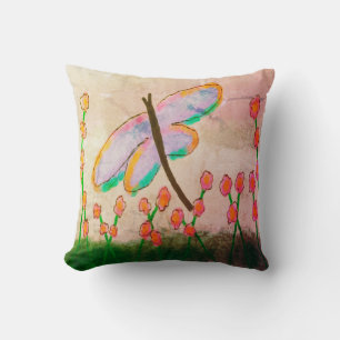 Funky Abstract Dragonfly Art Cushion