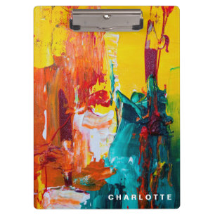 Funky Abstract Expressionism Colorful Clipboard