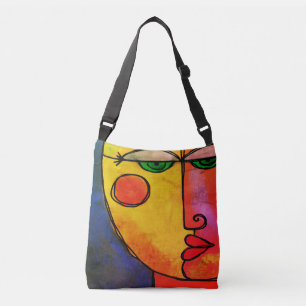 Funky Abstract Face Crossbody Bag