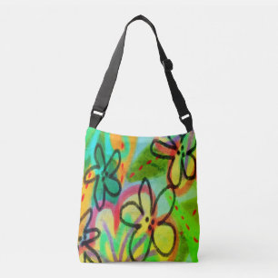 Funky Abstract Floral Art Crossbody Bag