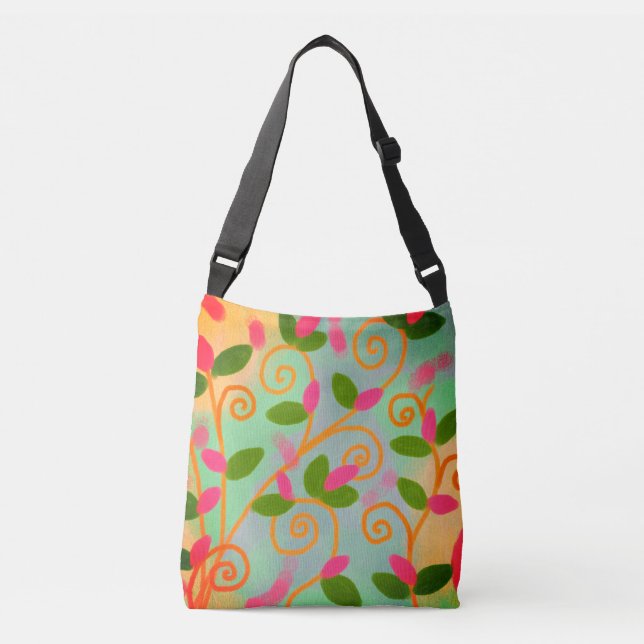 Funky Abstract Floral Crossbody Bag (Front)