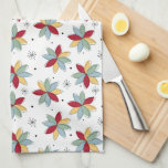 Funky Abstract Flowers Mid-century Tea Towel<br><div class="desc">This funky flower mid century kitchen towel features red,  blue,  yellow,  and green abstract daisy flowers along with starbursts and dots. It will add that POP you want hanging from your oven door!</div>
