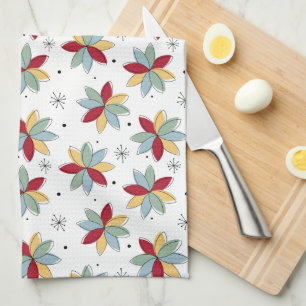 Funky Abstract Flowers Mid-century Tea Towel
