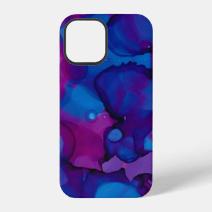 Funky abstract marbled alcohol ink purple and blue iPhone 12 case