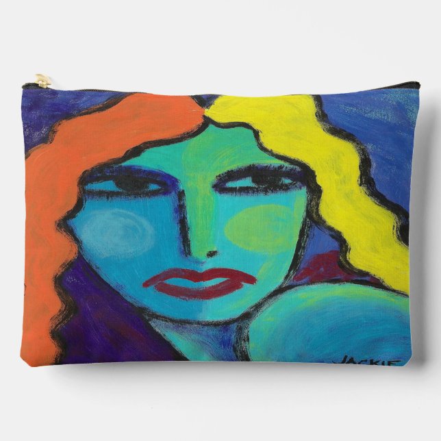 Funky Abstract Painting on  Accessory Pouch (Front)