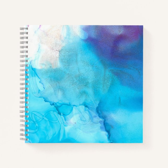 Funky abstract pastel marbled alcohol ink notebook (Front)
