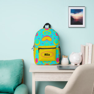 Funky Abstract Pattern With Name Printed Backpack