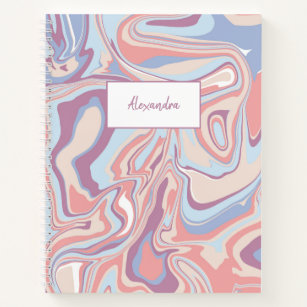 Funky Abstract Pink Swirl Marble Texture Notebook