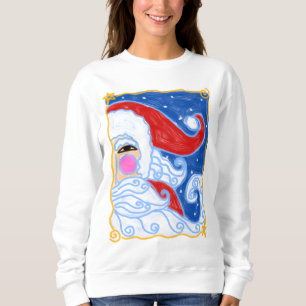 Funky Abstract Santa Christmas Art to Wear Sweatshirt