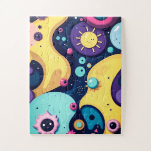 Funky Abstract Shapes Puzzle - Colourful Modern Ar