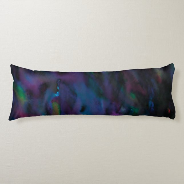 Funky abstract smokey purples water colour body cushion (Front)