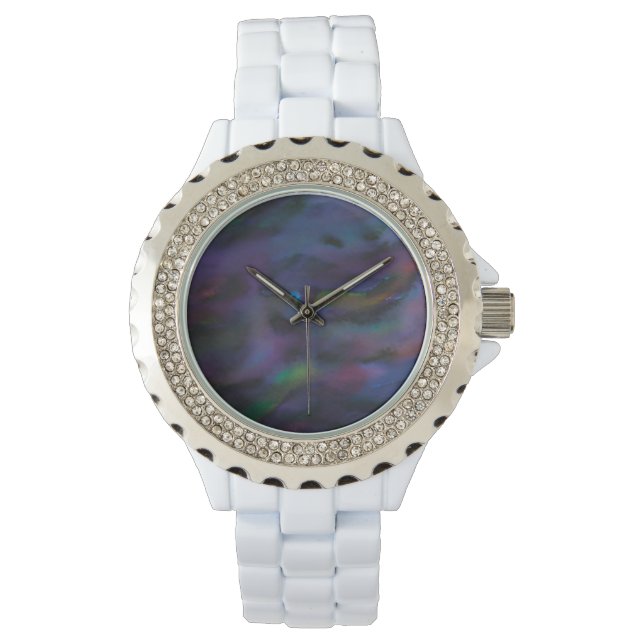 Funky abstract smokey purples water colour watch (Front)