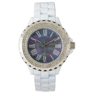 Funky abstract smokey purples water colour watch