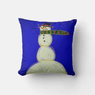 Funky Abstract Snowman Christmas Art Cushion