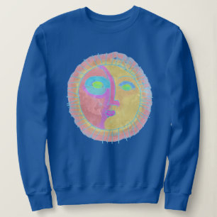 Funky Abstract Sun Face Wearable Art Sweatshirt