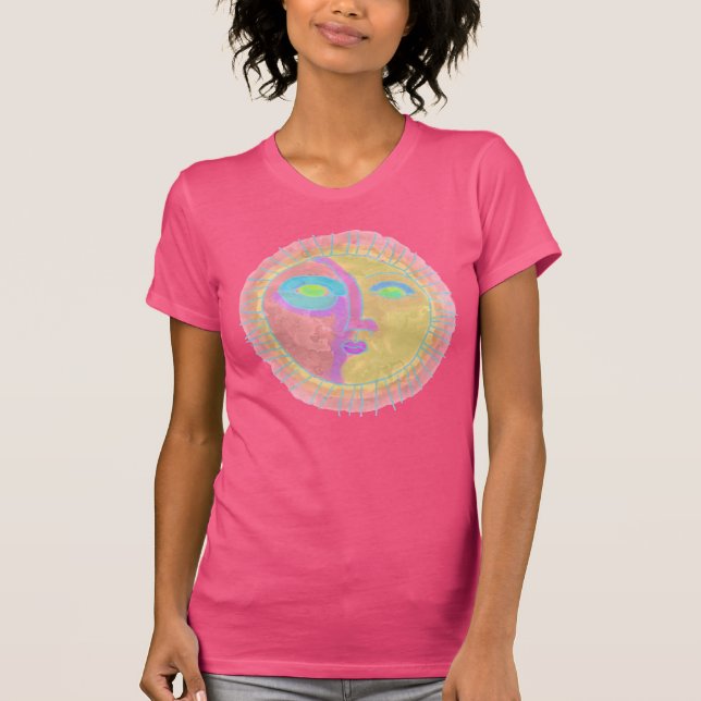Funky Abstract Sun Face Wearable Art T-Shirt (Front)