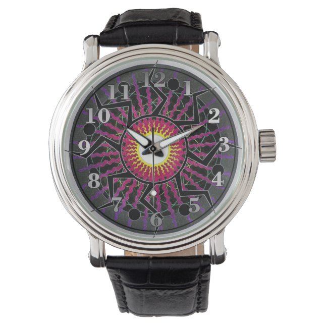 Funky Abstract Sun Rays Wrist Watch (Front)