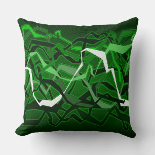 Funky Abstract Waves Green Cushion