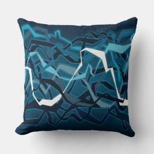 Funky Abstract Waves Teal Throw Pillow