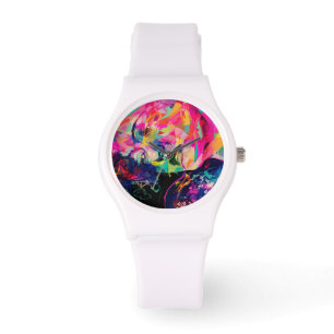 funky abstract woman's face watch