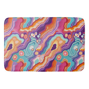 Funky Agate Geode Abstract Pattern Bathroom  Bath Mat