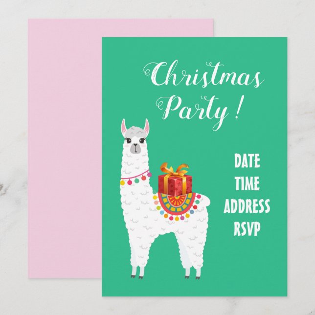 Funky Alpaca Christmas cute llama Invitation (Front/Back)