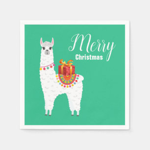 Funky Alpaca Christmas cute llama Napkin