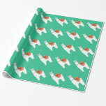 Funky Alpaca Christmas cute llama Wrapping Paper<br><div class="desc">A cute design of an alpaca with a Christmas gift. Funky and modern Christmas design with turquoise and colorful Christmas vibe.</div>