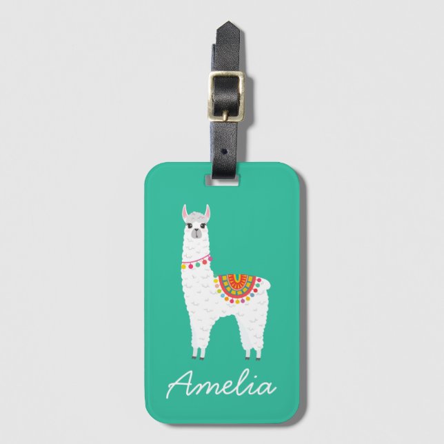 Funky Alpaca llama drama cute animal Luggage Tag (Front Vertical)